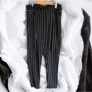 C.F.H collection paper bag black white pinstripe pants size medium